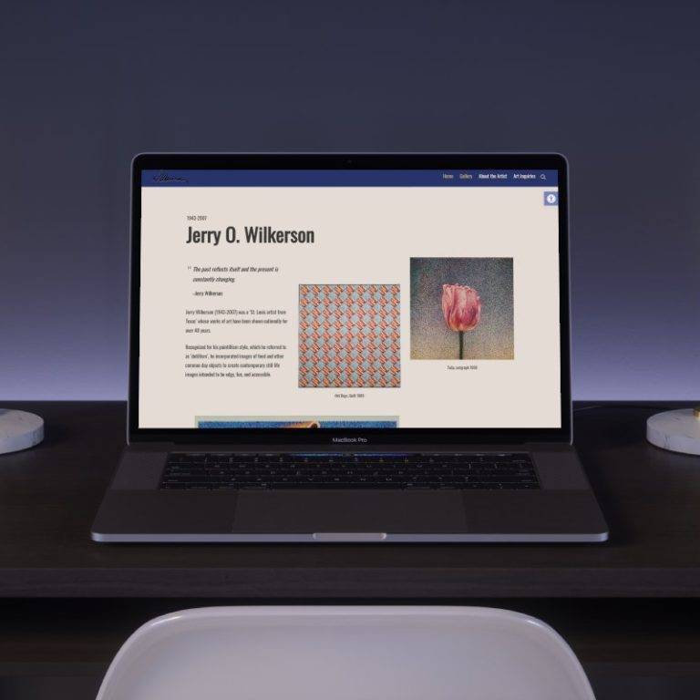 mockup of jerry wilkerson site on laptop